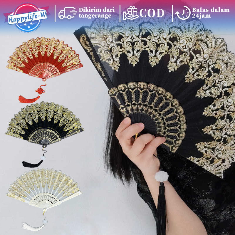 Kipas Tangan Lipat Kipas Lipat Sutra China Kipas Tangan Kipas Lipat China Kipas Souvenir Tangan Lipa