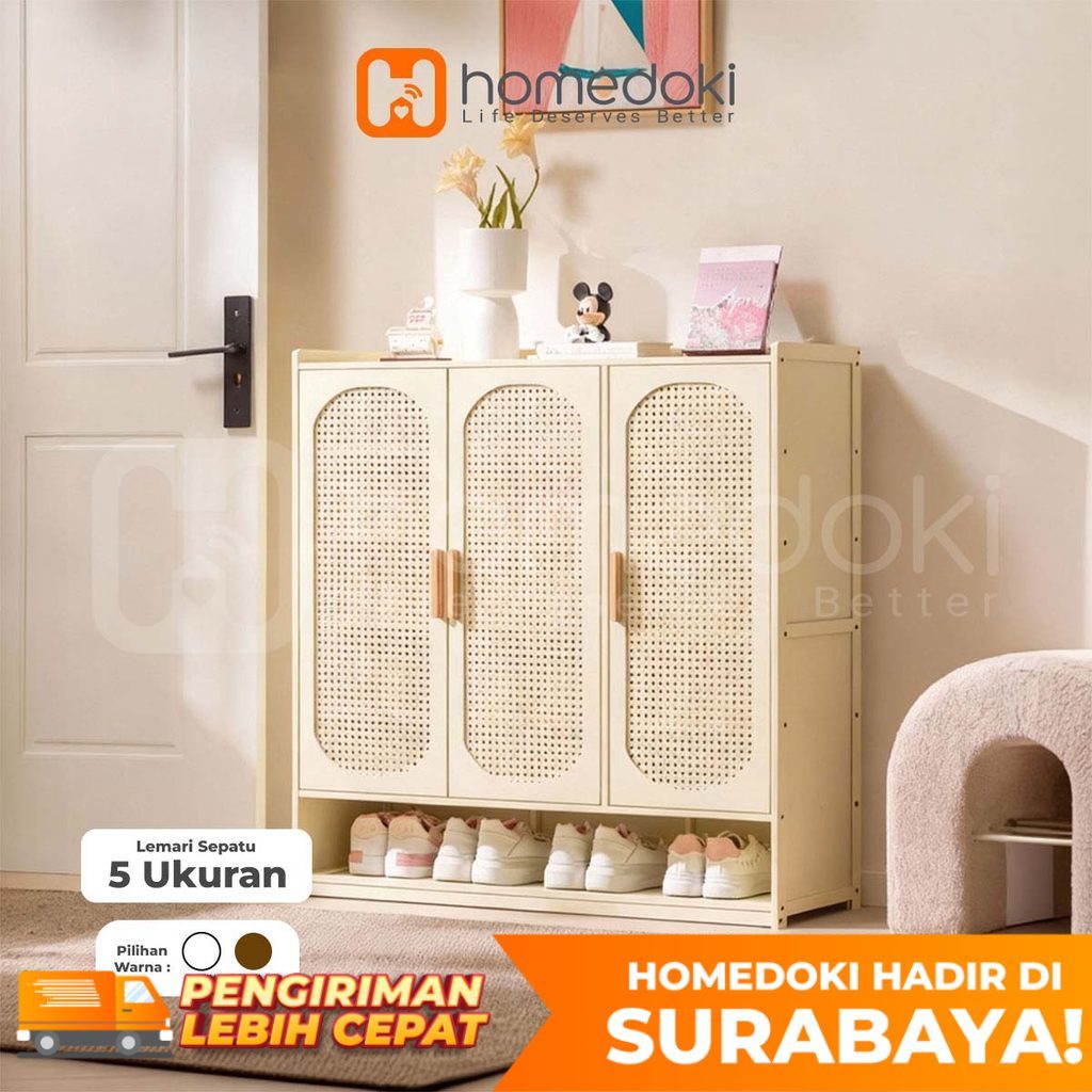 Homedoki Lemari Sepatu/Lemari Sepatu Tertutup/Lemari Kayu Minimalis/Lemari Sepatu Susun Tertutup/Lem