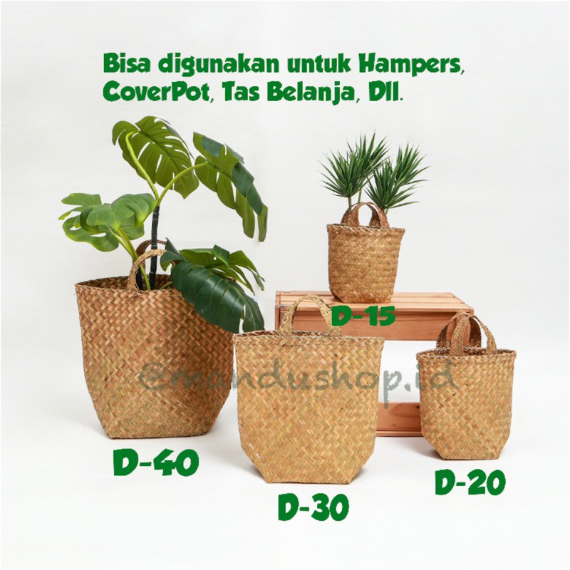 Cover pot,Bakul purun, cover anyaman pot, tas hampers, tas sembako, keranjang purun Unik