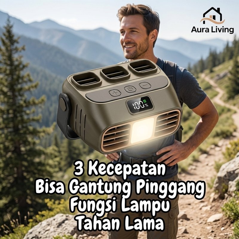 kipas pinggang kipas mini multi fungsi baterai kapasitas besar bank daya cocok untuk aktivitas luar
