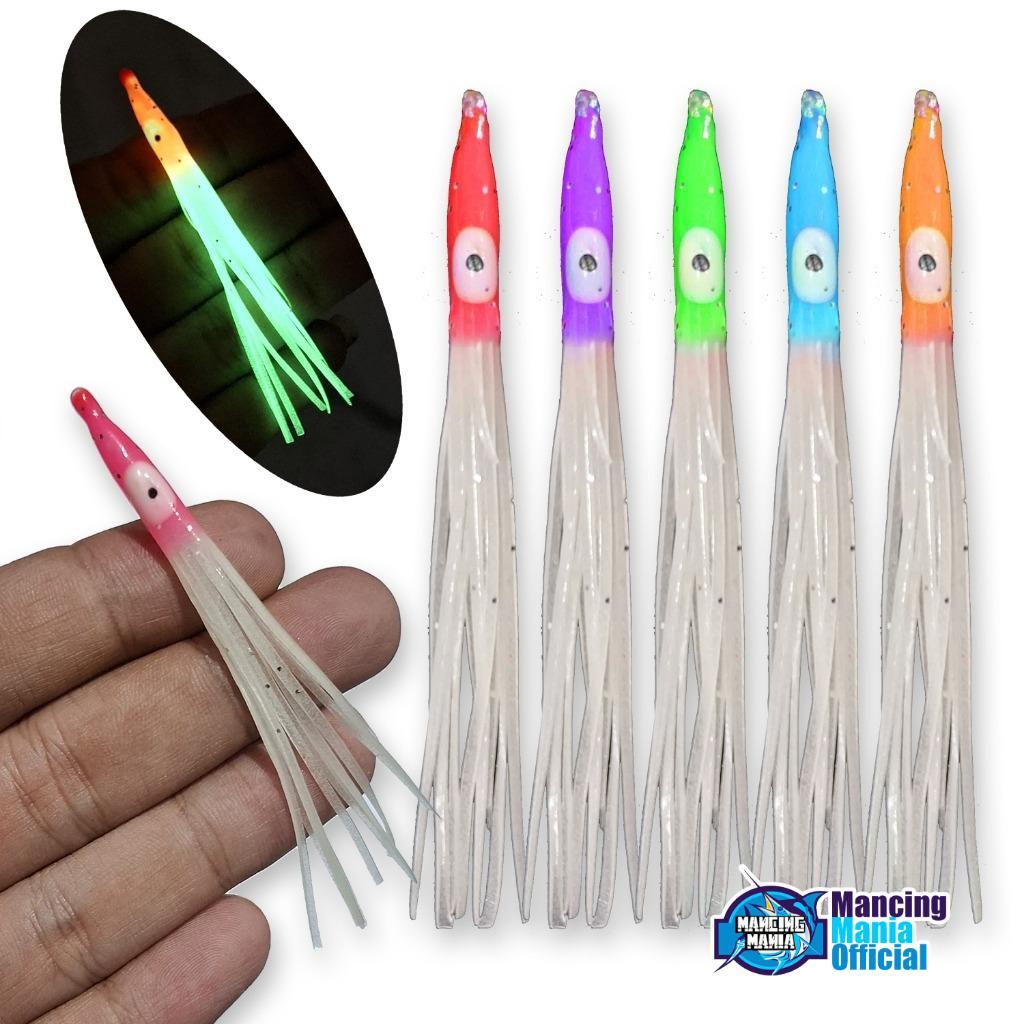 MANCING MANIA Cumi Karet Octopus Skirt 8cm Assist Hook Pancing Cumi Karet Silikon Gurita Sabiki Bent