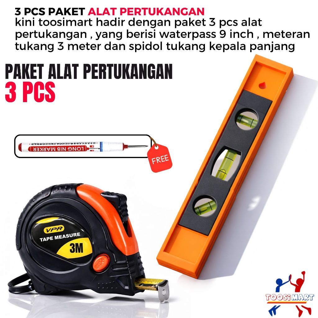 PAKET 3 PCS /  WATERPAS MAGNET 9" WATERPASS TORPEDO PENGGARIS AIR PENDEK MISTAR TIMBANG MINI PENGUKU