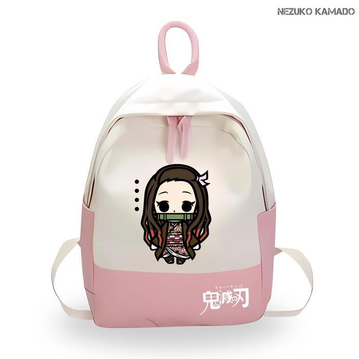 POLOFELIX RANSEL ANAK SD SMP KARAKTER NEZUKO KAMADO DEMONSLAYER TAS PUNGGUNG SEKOLAH Fashion - PINK