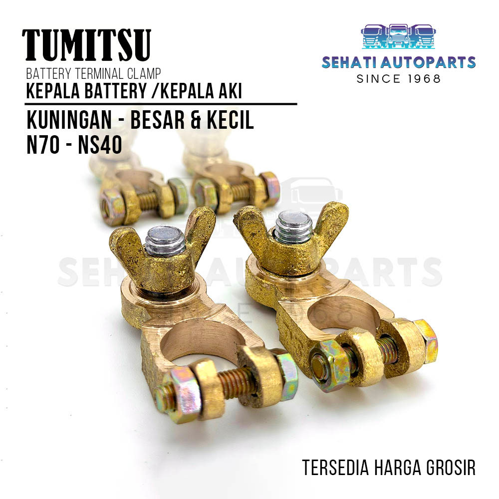 Kepala Aki Kecil & Besar Terminal Aki Kuningan N70 NS70 NS40 NS60 Tumitsu
