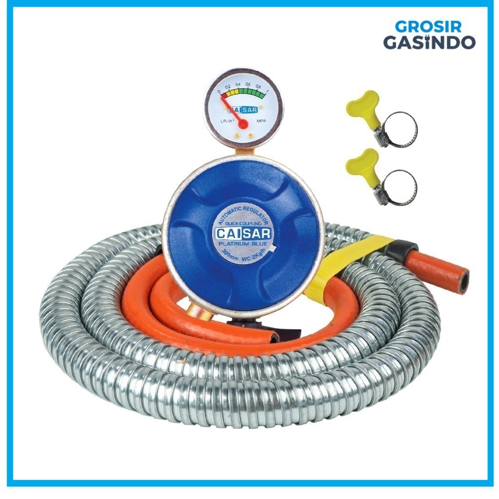 Regulator Meter CAISAR + Selang Orange PB - Regulator Gas Elpiji 3kg 12kg