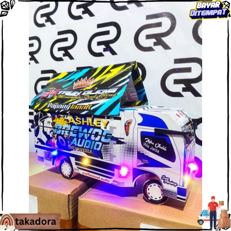BISA COD PROMO MURAH MINIATUR TRUK OLENG KAYU FULL LAMPU KELIP MURAH GROSIR MAINAN miniatur truk ole