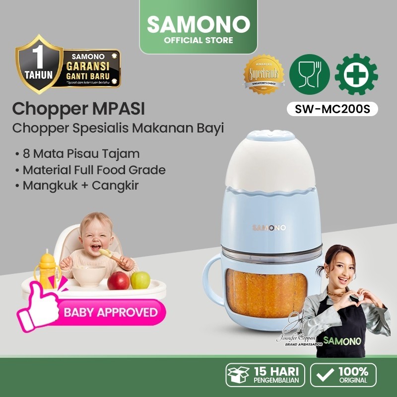 Techno_Electric SAMONO Chopper MPASI Mini Baby Food Processor 300ml Blender Bumbu Daging Sayur Buah 