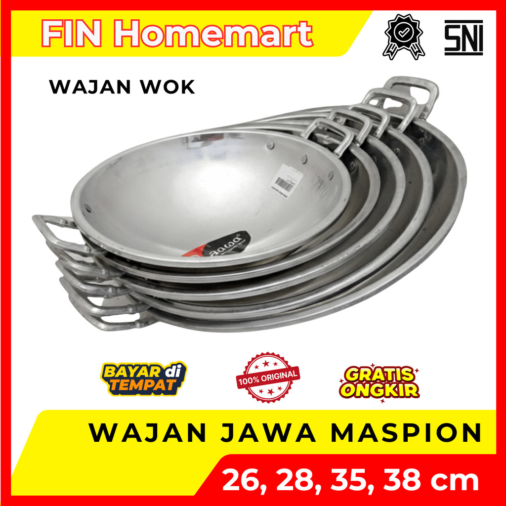 Wajan Jawa Maspion Wok Aluminium Tebal - Penggorengan Anti Karat Ukuran 26 28 35 38 cm