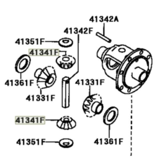 Pinion Rear Differential Side Gear Gir Gigi Satelit Samping Bolu Gardan Kecil Corona ST150 ST151 ST1