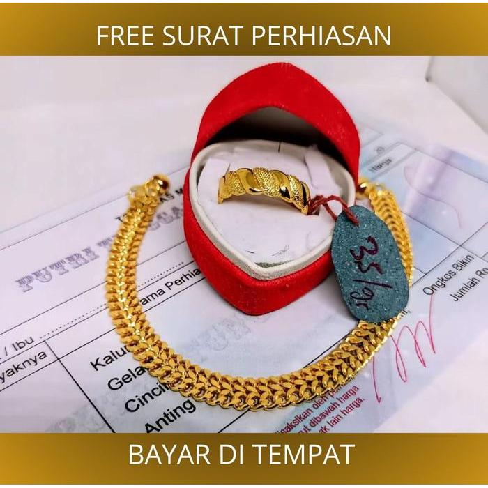 gelang tangan wanita lapis emas muda free cincin