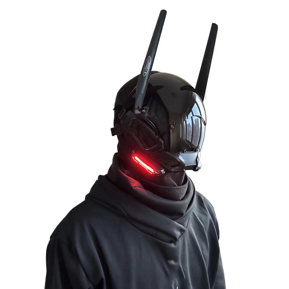 LED Cyberpunk Mask Gothic Cyber Mask for Men,Techwear mask, Halloween Cosplay Costume Accessory with