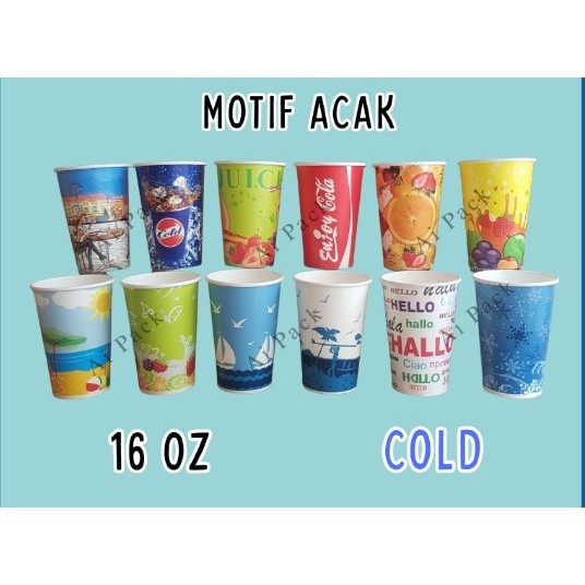 SID PAPER CUP 16oz MOTIF PRINTING PAPER CUP TINGGI SEDANG + TUTUP ANEKA BENTUK PAPER CUP PRINTING 16