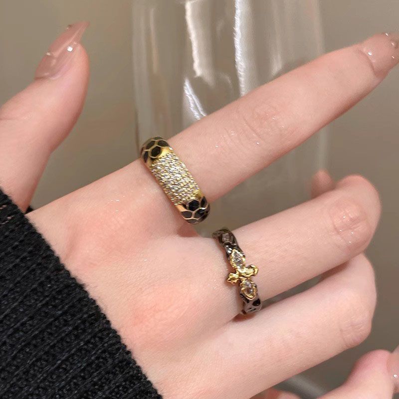 Gold Cross Zircon Open Ring for Women, Light Luxury