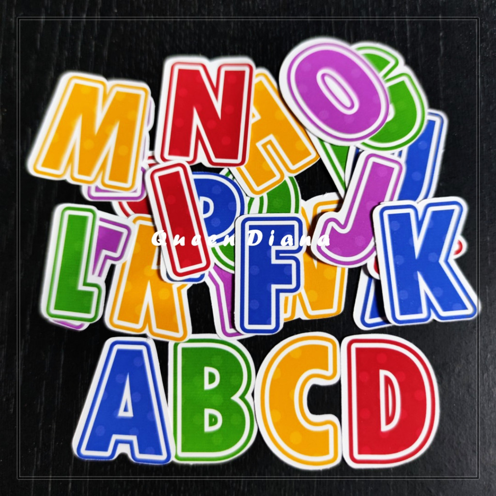 Stiker Alfabet A-z Sticker Kertas Glossy Karakter Huruf Abjad Cute