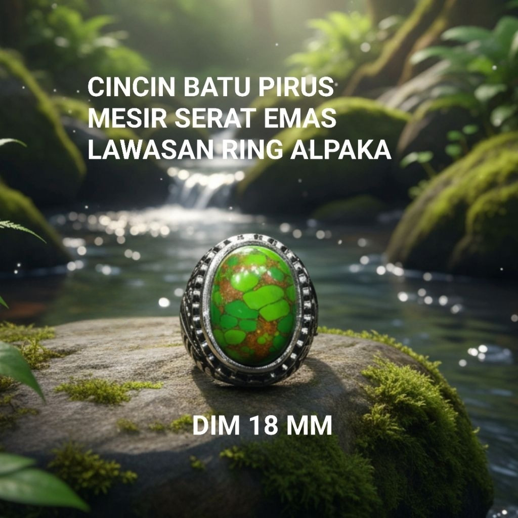 CINCIN BATU PIRUS MESIR SERAT EMAS LAWASAN RING ALPAKA
