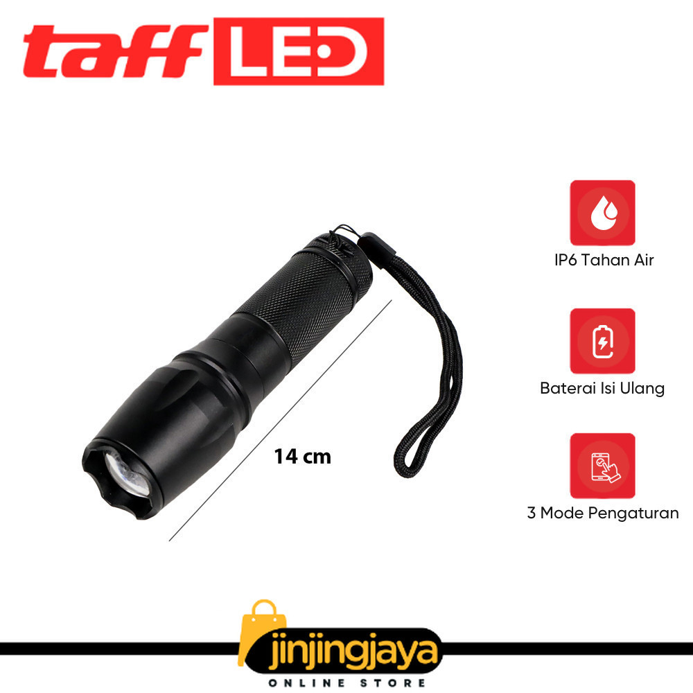 TAFFLED Senter Tactical XML-T6 3000 Lumens Dengan Baterai Charger Box - E97