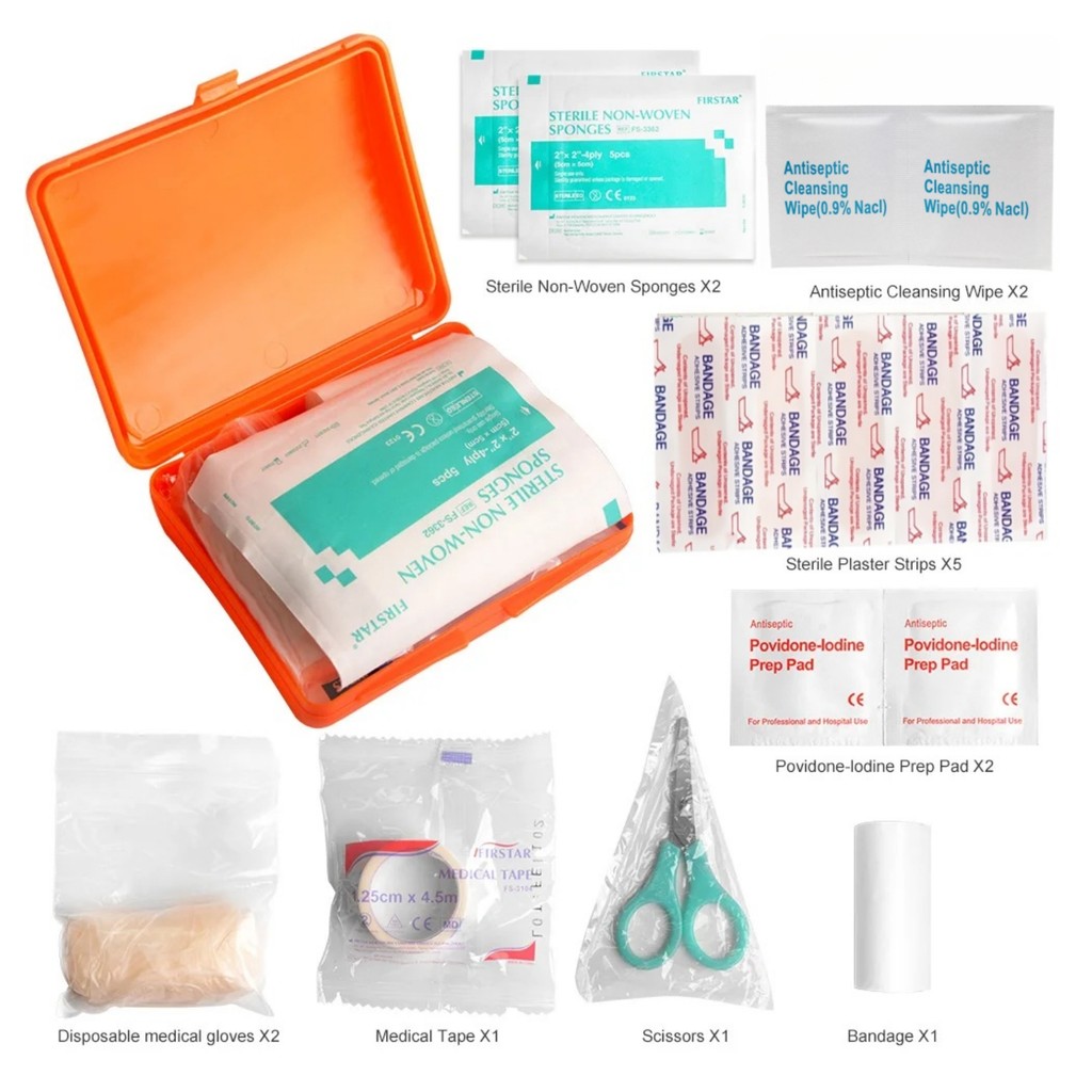16Pcs Waterproof First Aid Kit Mini Mecal Travel Care Set Wound Cleaning Compact Emergency Supplies 