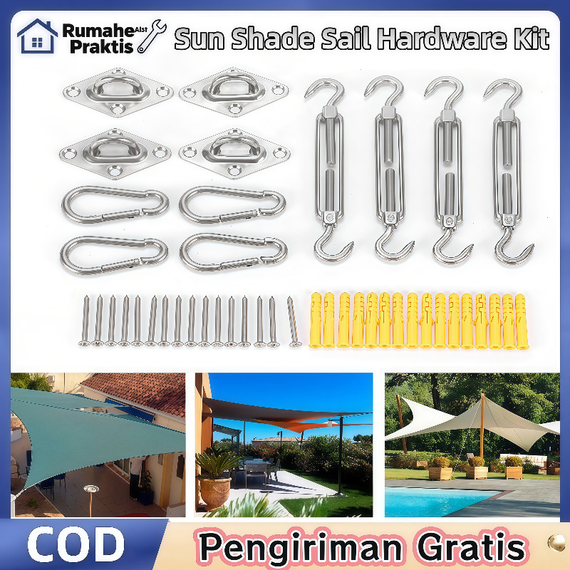 Aksesori Paranet Sun Shade Sail Hardware Kit Adjustable Turnbuckle Shade Sail Hardware Kit Aksesoris