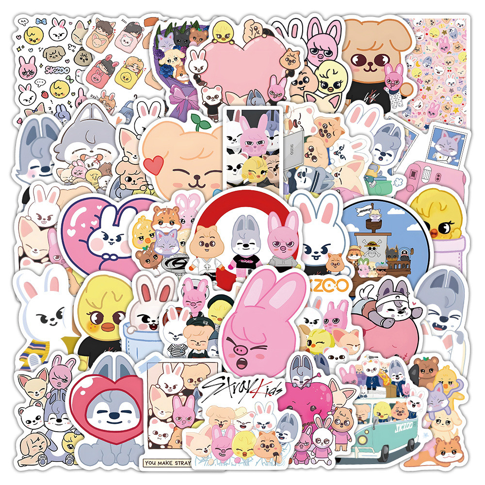 54 piece SKZOO Cartoon Cute Stickers Stray Kids Handbooks Decorative Phone Cases Stickers Star Perip