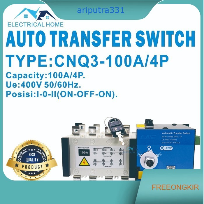 Auto Transfer Switch ATS 4P 100A/Motorized Ohm Saklar 100A