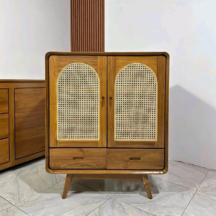 furniture rak sepatu lemari sepatu minimalis modern jati