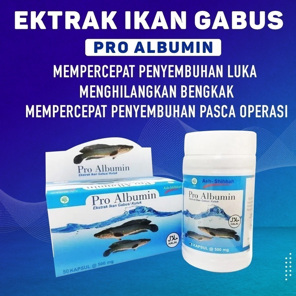 BY khairulproject - PRO ALBUMIN EKSTRAK IKAN GABUS 50 KAPSUL Obat herbal ekstrak ikan gabus Memperce
