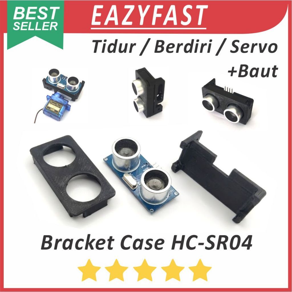 Bracket Case Casing Box Sensor Jarak Ultrasonic HC-SR04 SR04 Ping Vertikal Horizontal Servo SG90 Ber