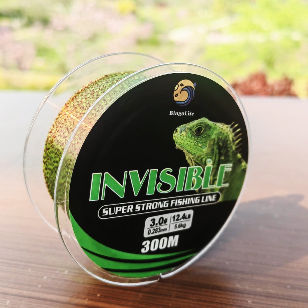 Bingolife Nilon Monofilamen Bunglon 300m Invisible Speckle Hijau Kuat
