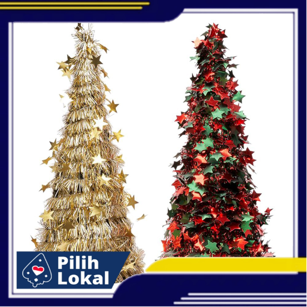 Pohon Natal Meja Tinsel Starburst 50cm Pajangan Dekorasi Ornament Hiasan Natal Pohon Dekorasi Natal
