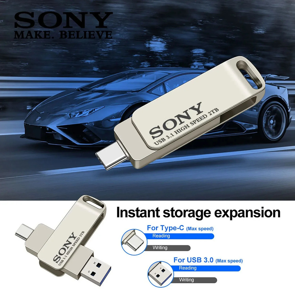 SONY USB 2TB Flash Pen Drive 2 in 1 OTG USB 3.1 Metal Memory Stick Dual C Pendrive 128GB 256GB 512GB