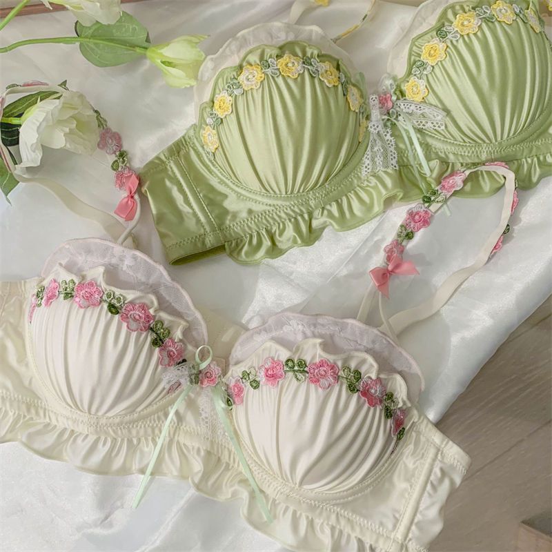 [Miss Lace]Bra setengah cup baru yang manis, bra push-up gaya Prancis untuk payudara kecil