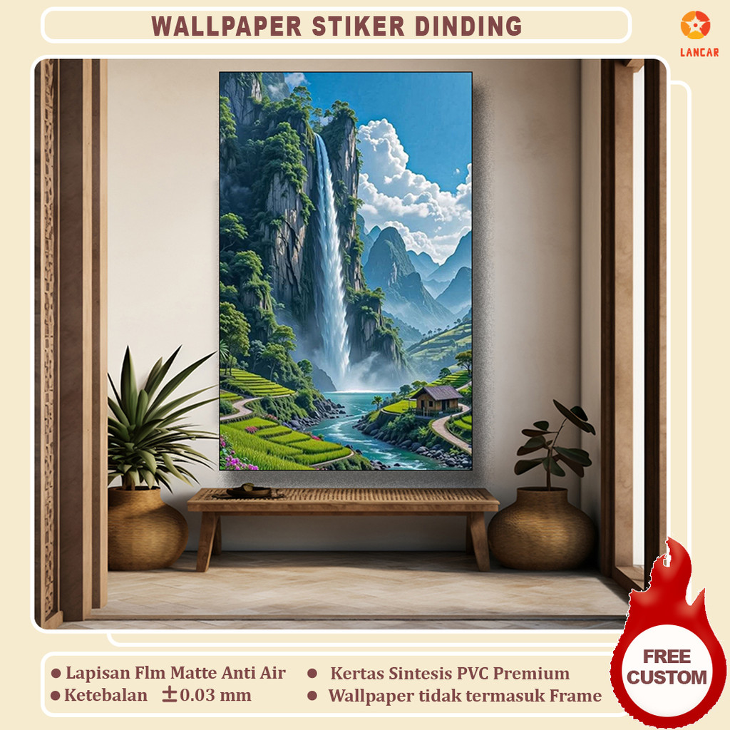 Wallpaper Stiker Lukisan Dinding Pemandangan Alam - Stiker Lukisan Dinding Ruang Tamu