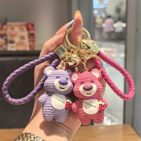 Lucu Gantungan Kunci Anti - Hilang Beruang Stroberi - Liontin Boneka Perhiasan, Cocok Tas Anak TK, G