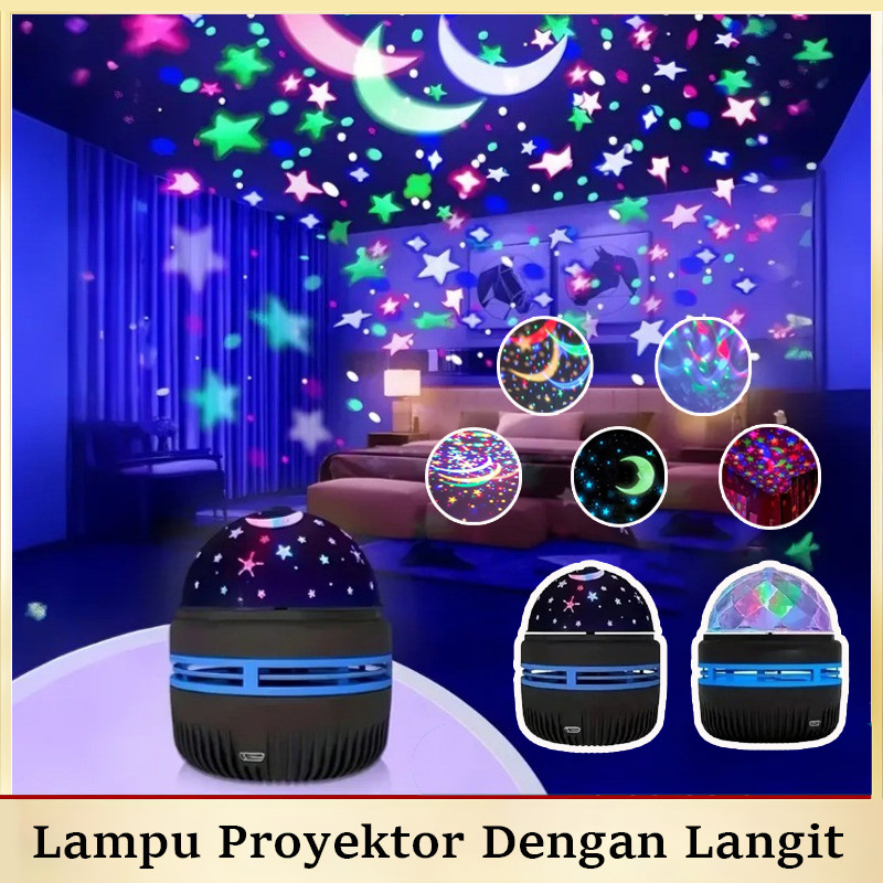 Lampu Proyektor Dengan Langit Malam Bintang Lampu Tidur Proyektor Galaxy Aesthetic 360° Lampu Dekora