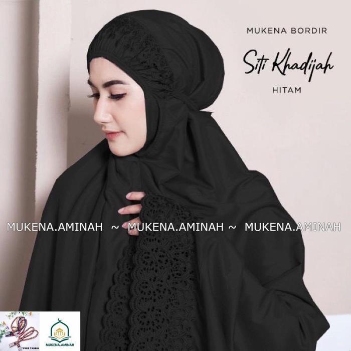 MUKENA.AMINAH MUKENA DEWASA PASTELEENA BY SITI KHADIJAH DALANOVA Atasan Cantik - HITAM
