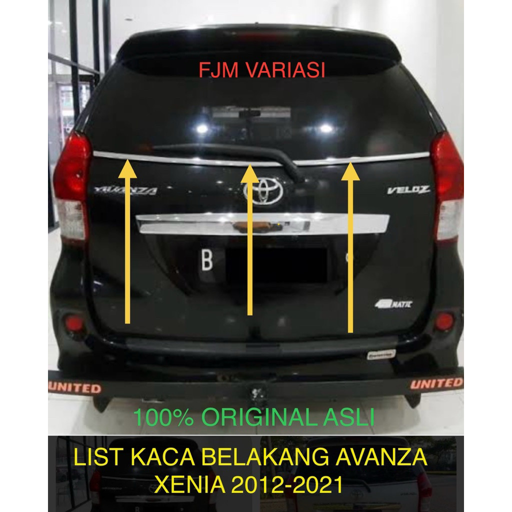 GARNISH LIS LIST KACA BAGASI BELAKANG TOYOTA AVANZA VELOZ DAIHATSU XENIA 2012 2014 2016 2018 2021 OR