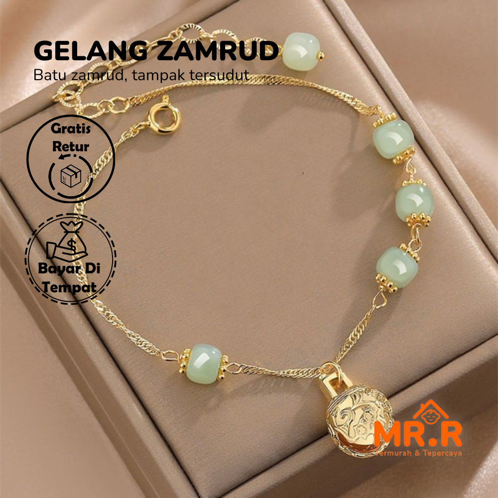 Perhiasan Wanita Elegan Anggun Dan Cantik Gelang Zamrud Elegan Batu Zamrud Hijau Asli Look Gelang Wa