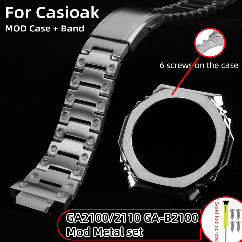 GA2100 mod kit for G-shock GA-2100 GA2110 case ga2100 2110 bezel stainless steel strap metal bracele