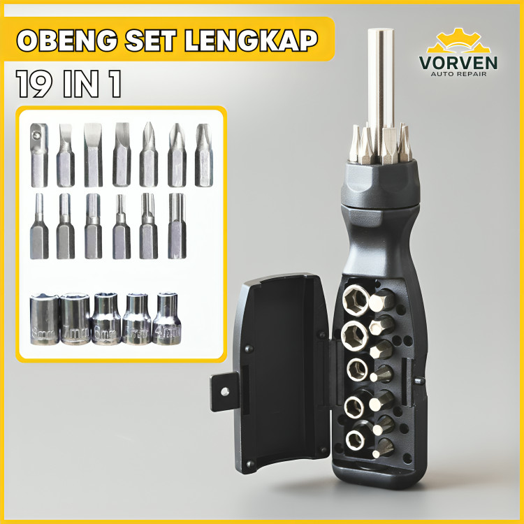 Obeng Set Lengkap 19 In 1 Obeng Plus Minus Screwdriver Mata Obeng Set Kecil Lengkap
