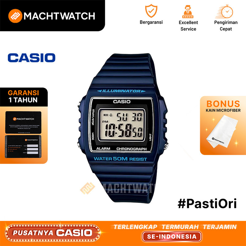 Jam Tangan Casio Standar W-215H-2AVDF W215 W-215HAlarm Chrono WR 50M