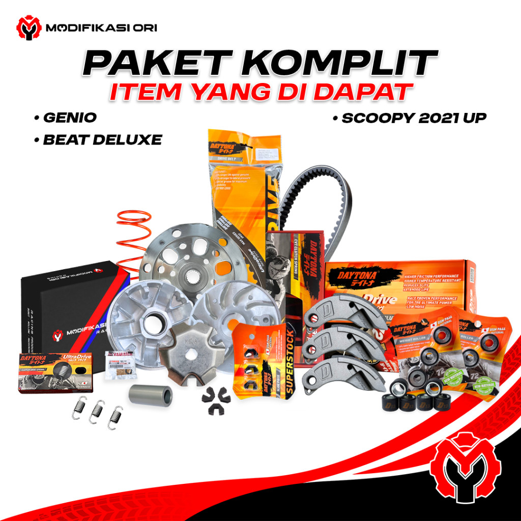 K0J - FULL UPGRADE CVT DAYTONA - Upgrade Paket Kirian BEAT DELUXE - GENIO - SCOOPY 2021 NEW Paket CV