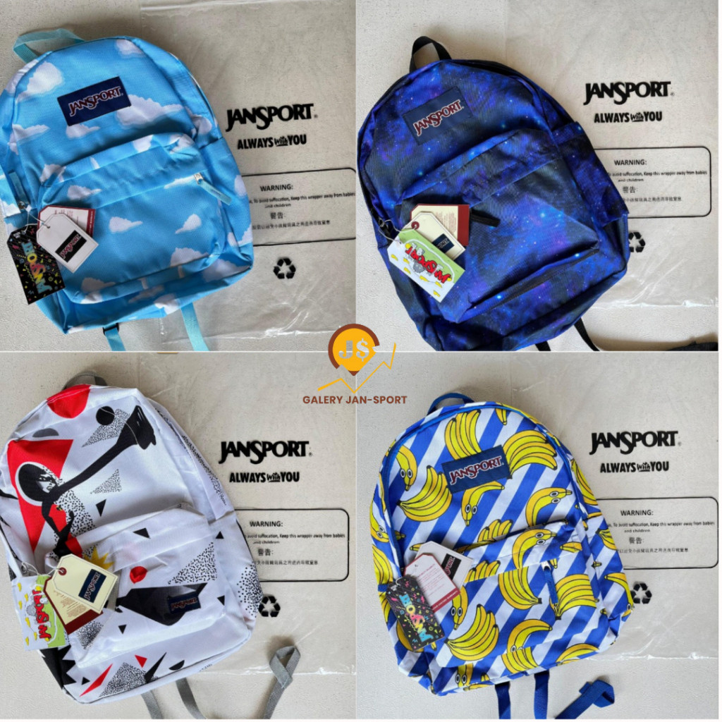 Jansport Ransel Original Full Barcode/Motif Keren Unisex Tahan Air