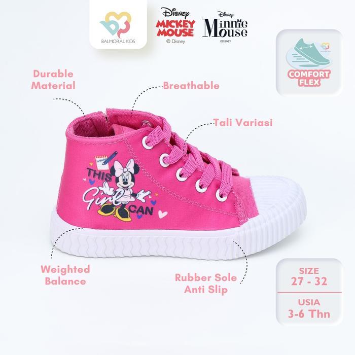 Balmoral Kids Sepatu High Sneakers Disney Usia 4 - 6,5 Tahun MN/MC-MKH03/04 - Pink, 32