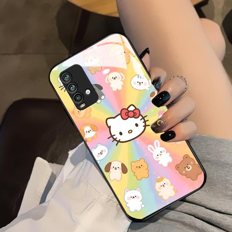 Case Hp Xiaomi Redmi Note 9 Pro 4G Max 9S 8 2021 7 7S 4 4X Glass Kaca Slikon Back Imut Pelangi Hati 