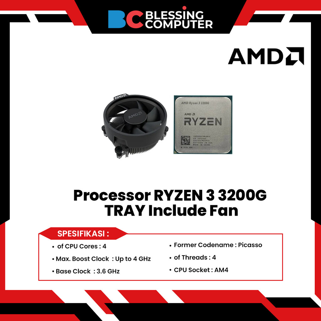 Processor AMD RYZEN 3 3200G TRAY Include Fan WRAITH