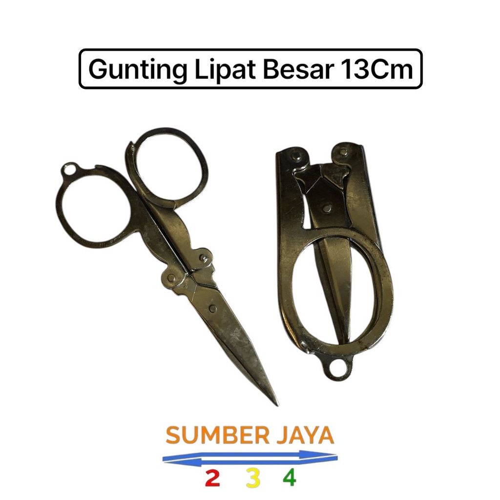 Gunting Lipat Besar Panjang 13 Cm  Stainless / Gunting Lipat Mini / Gunting Saku Kecil / Gunting Kec