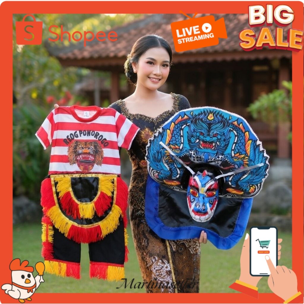Laris Banget Kostum Reog Anak Set Lengkap Barongan Devil Spon Jumbo Caplokan Kaos Celana Jaranan Reo