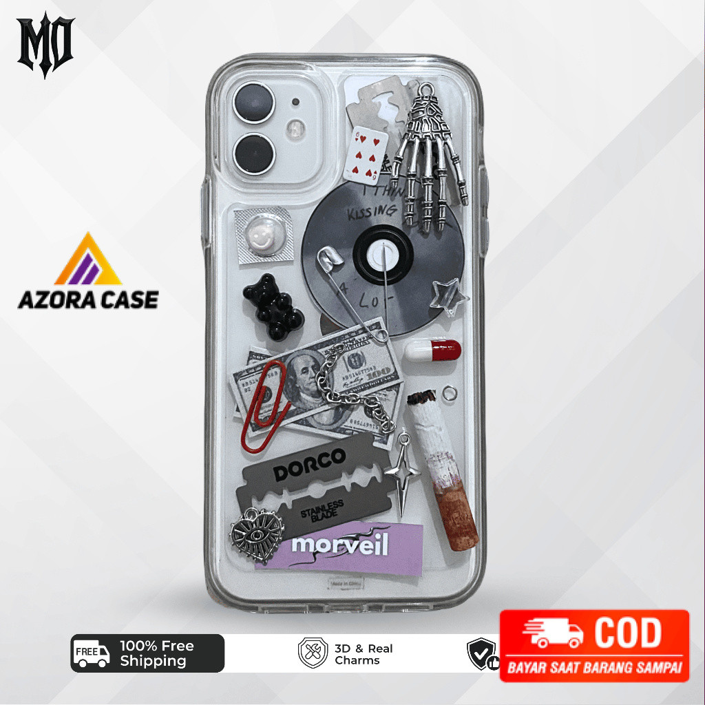 [AZ] Signature - CD kaset tangan tengkorak CASE HP IPHONE ANDROID casing resin unik aesthetic keren 