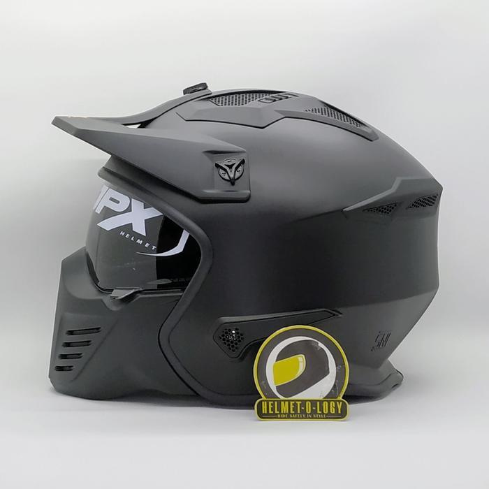 Helm JPX MX726R Crossover Hitam Doff Merah MX 726 R Modular
