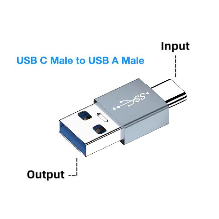 BEST NEW-[ Aksesoris ] OTG Adapter Type-C Male to USB 3.0 Male Adapter, USB A to USB C Male Adapter 